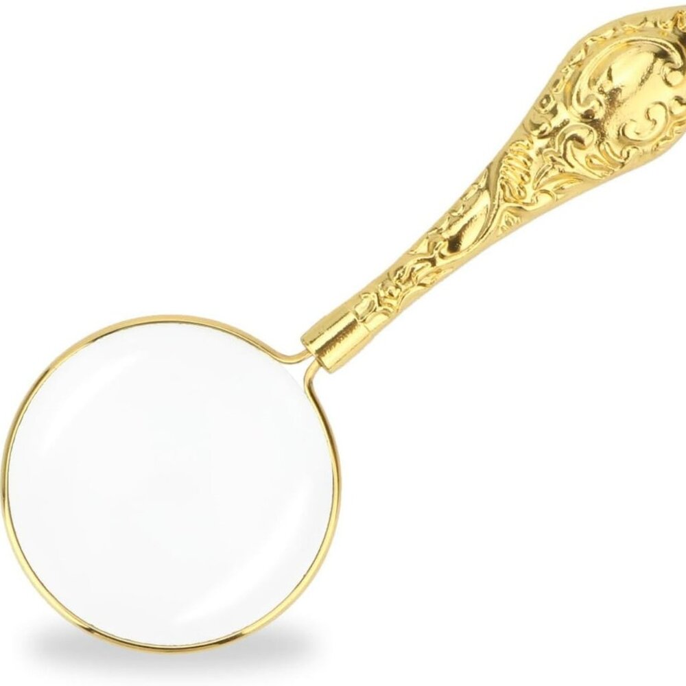 Magnifying Glass Handheld Reading Magnifier Reading 5X 45MM Gold Handle Loupe